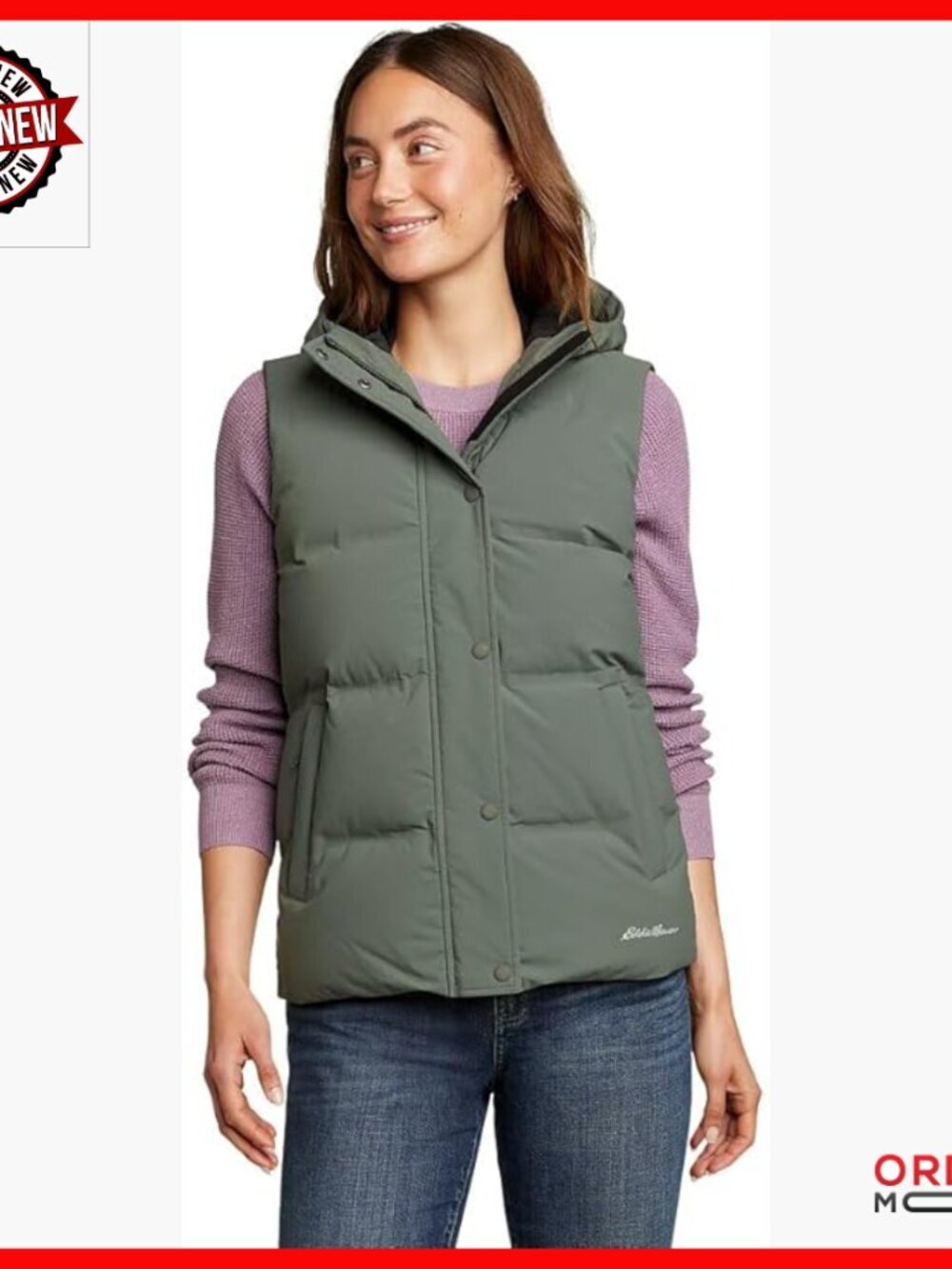 Plus Size Down Vest, Waterproof Shell, 650 Fill Power, Adjustable Hood